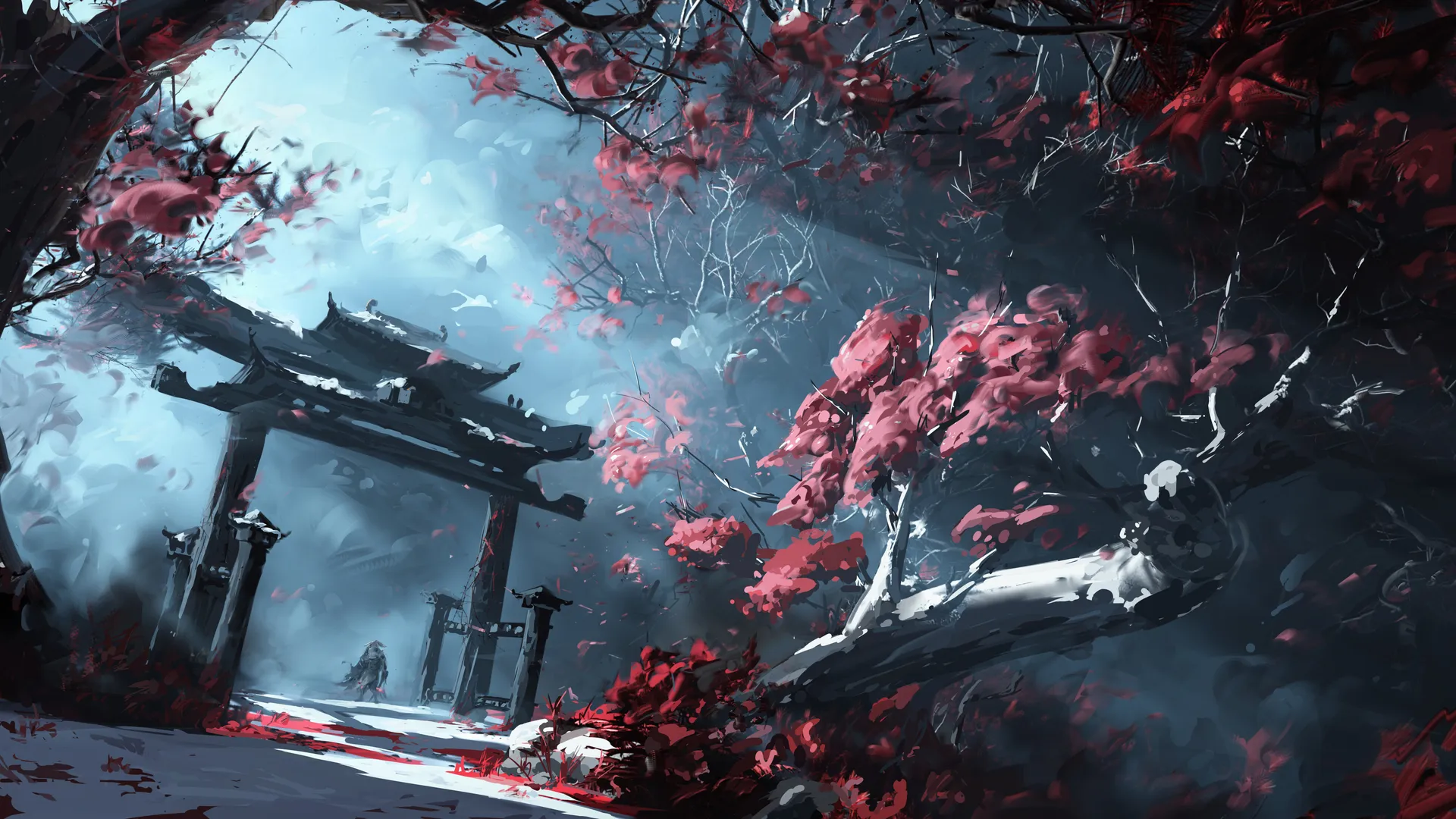 森林 插图 树木 AI艺术 薄雾 诡异 奇幻艺术 艺术 4K壁纸