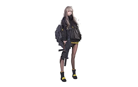 站立 儿子 动漫 女孩 机关枪 简单背景 白色背景 少女前线 银发 棕色眼睛 4K壁纸