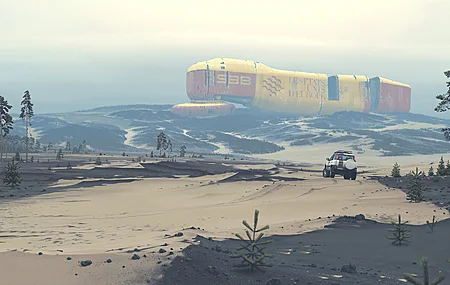风景 未来主义 沙漠 荒漠 越野车 飞船 基站 基地 4K壁纸