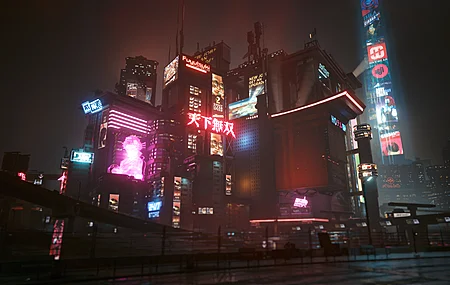 赛博朋克 城市 游戏CG 屏幕截图 城市灯光 投影 红色 游戏CG 4K壁纸