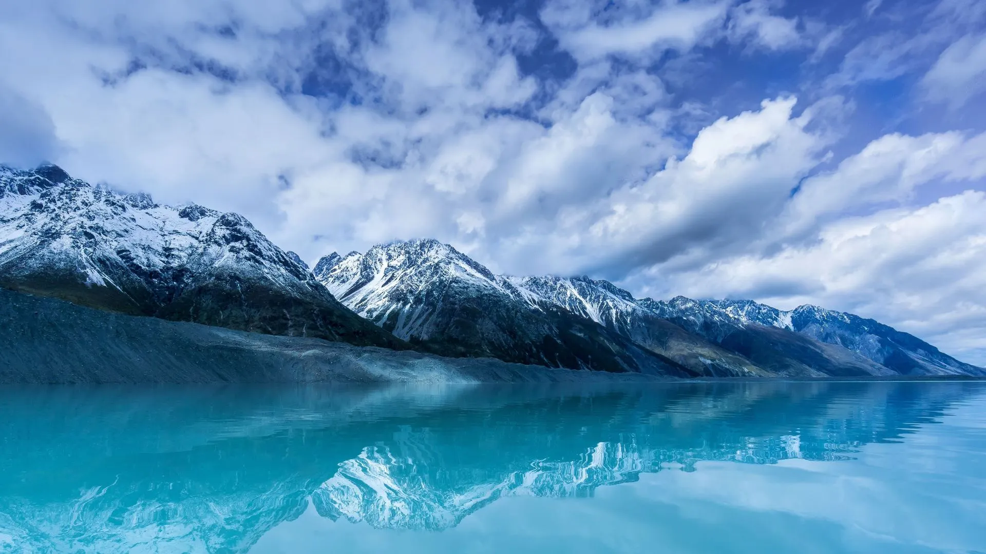 雪 冬天 湖 青色 风景 4K壁纸