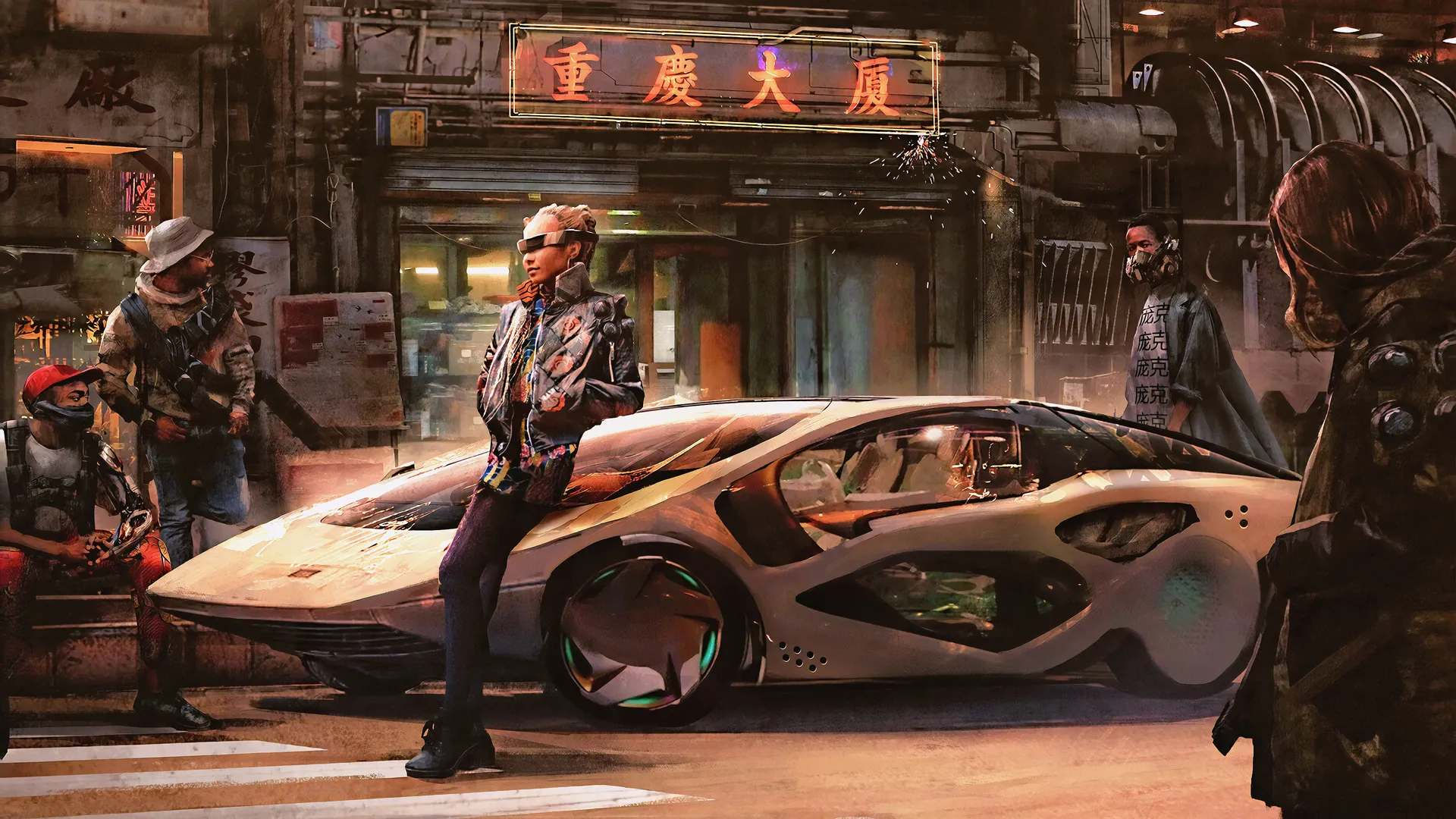科幻 小说 汽车 未来派 AI艺术 概念艺术 赛博朋克 绘画 车辆 城市 景观 特写 镜头 现实 霓虹灯 4K壁纸