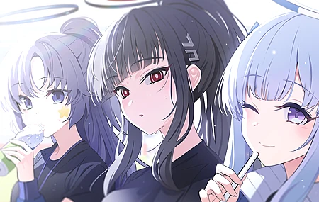 马尾辫 长发 蔚蓝档案 饮料 眨眼 汗水 动漫 女孩 4K壁纸