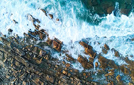 海 岩石 自然 水 波浪 海岸 4K壁纸