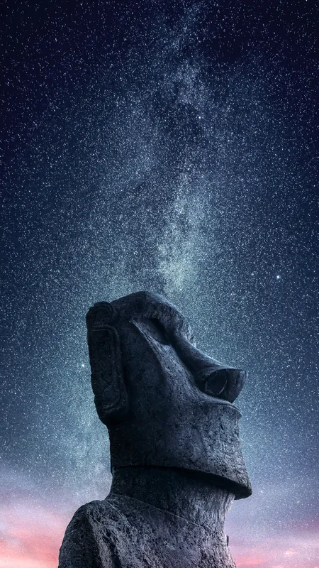 星夜 繁星 银河系 复活节 岛 世界遗产 天空 手机壁纸 4K壁纸