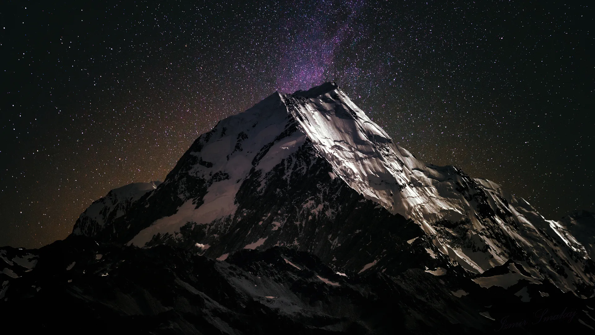 风景 山脉 星星 晴朗 晴空 天空 4K壁纸
