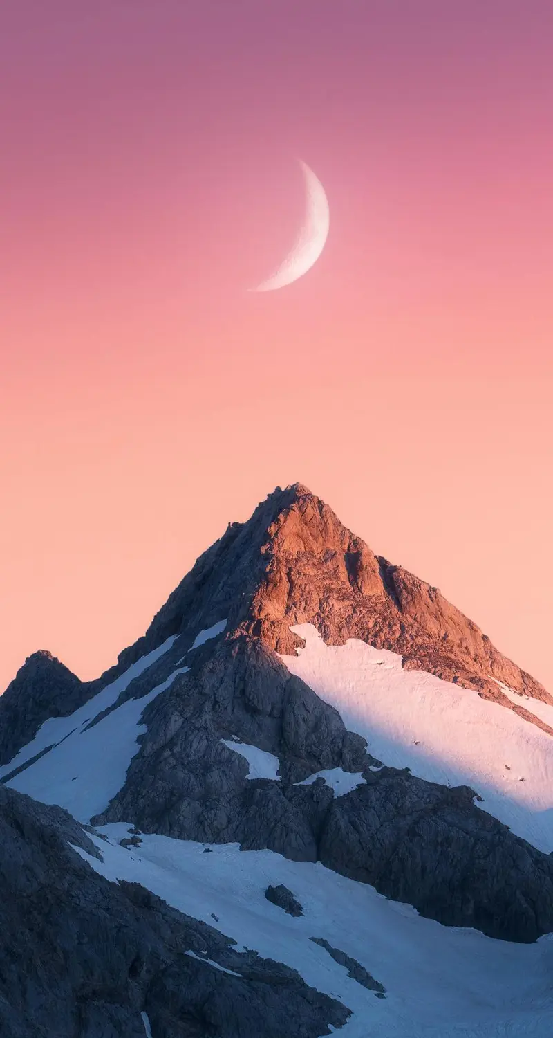 巅峰 摄影 山脉 风景 月亮 雪 自然 手机壁纸 4K壁纸