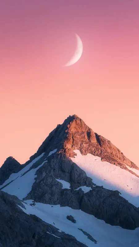 巅峰 摄影 山脉 风景 月亮 雪 自然 手机壁纸 4K壁纸