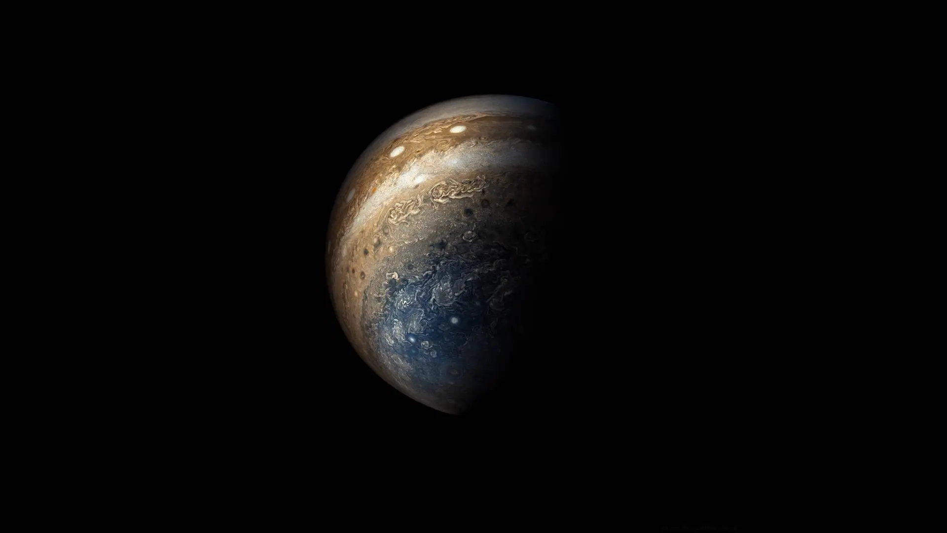 木星 行星 太空 科学 深色 蓝色 棕色 银河系 宇宙 太阳系 太空艺术 简单背景 4K壁纸