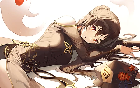 胡桃 原神 帽子 动漫 女孩 幽灵 4K壁纸