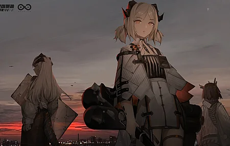金发 动漫 女孩 角 明日方舟 4K壁纸