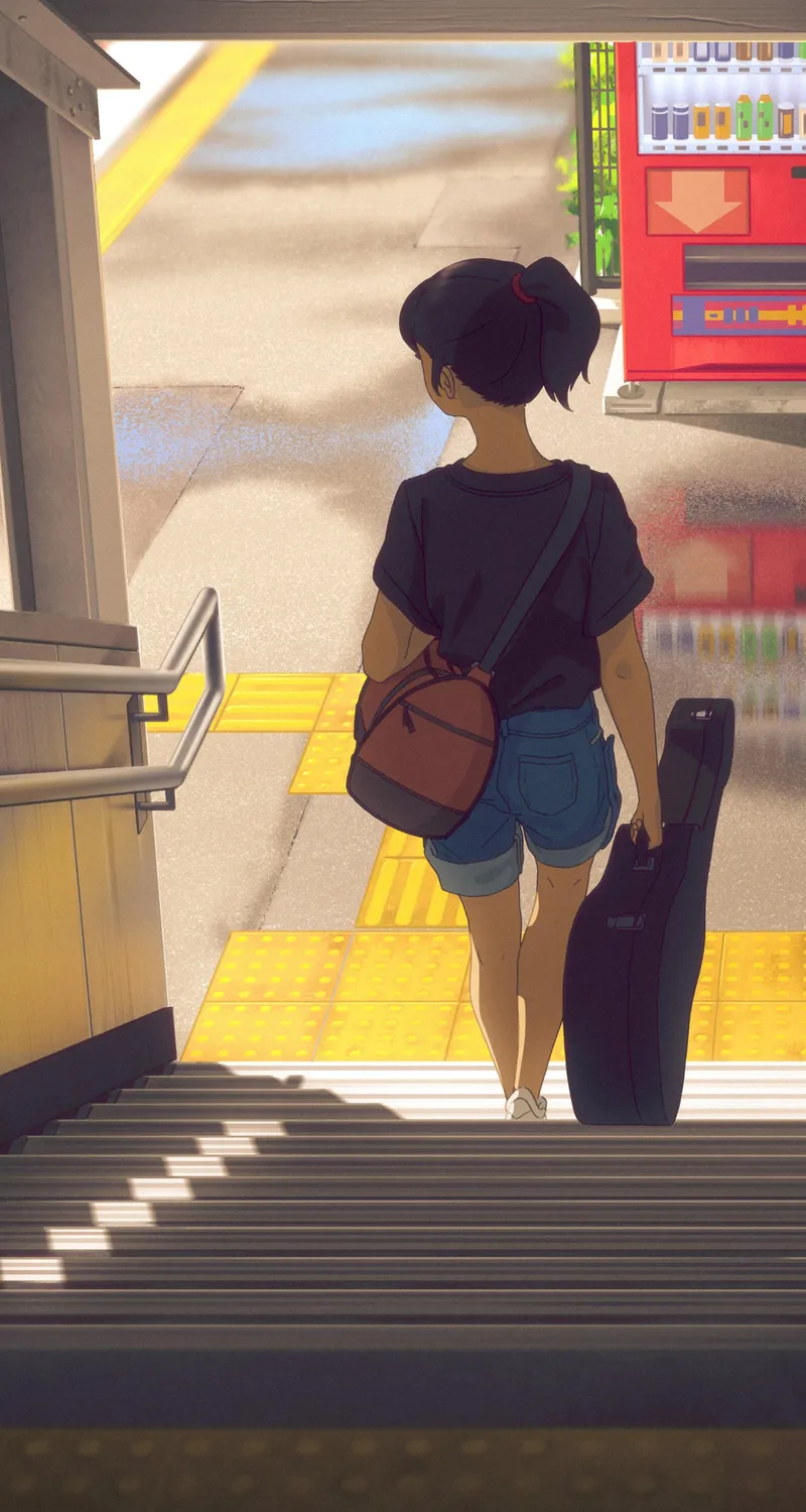 动漫 女孩 地铁 手机壁纸 4K壁纸