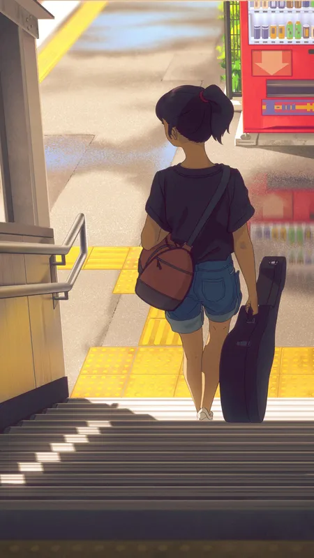 动漫 女孩 地铁 手机壁纸 4K壁纸