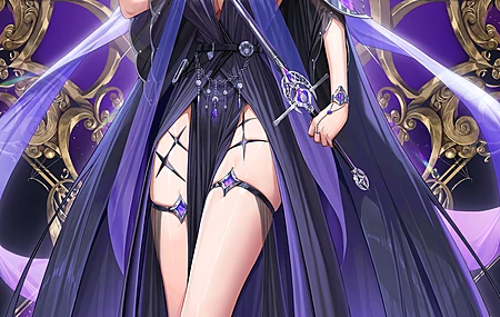 原创人物 长发 剑 紫色眼睛 动漫女孩 服装 武器 手机壁纸 4K壁纸