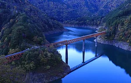 自然 景观 树木 森林 水 河流 电线 桥梁 山脉 彩虹桥 4K壁纸