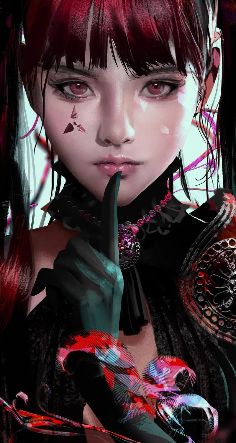 女人 奇幻女孩 长发 AI艺术 插图 肖像 奇幻 艺术 双尾 手机壁纸 4K壁纸