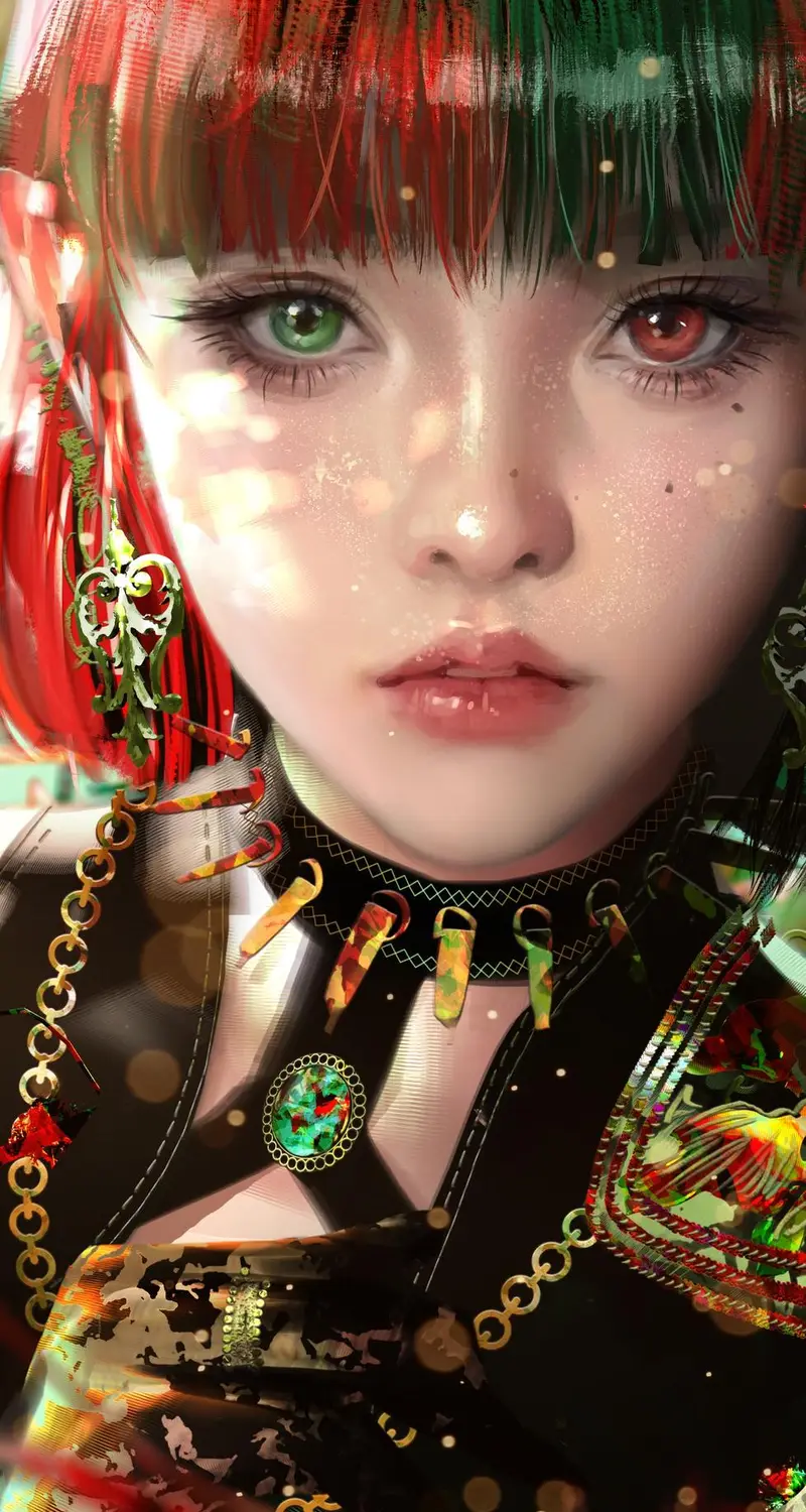 女性 短发 幻想 女孩 AI艺术 插图 肖像 艺术 珠宝 阳光 手机壁纸 4K壁纸