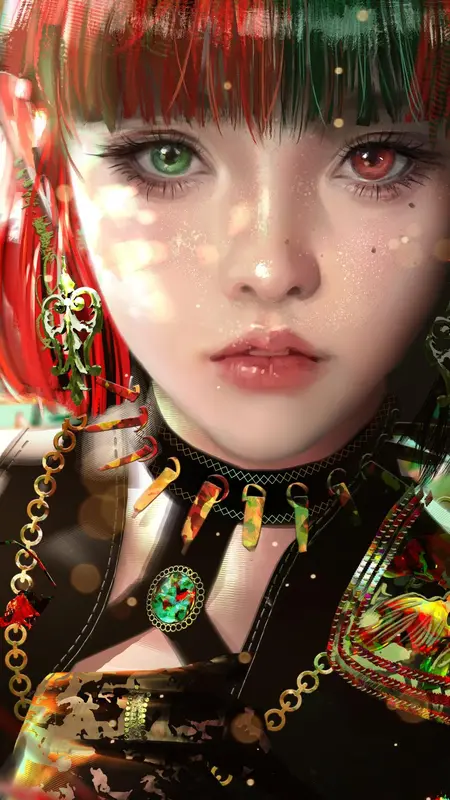 女性 短发 幻想 女孩 AI艺术 插图 肖像 艺术 珠宝 阳光 手机壁纸 4K壁纸
