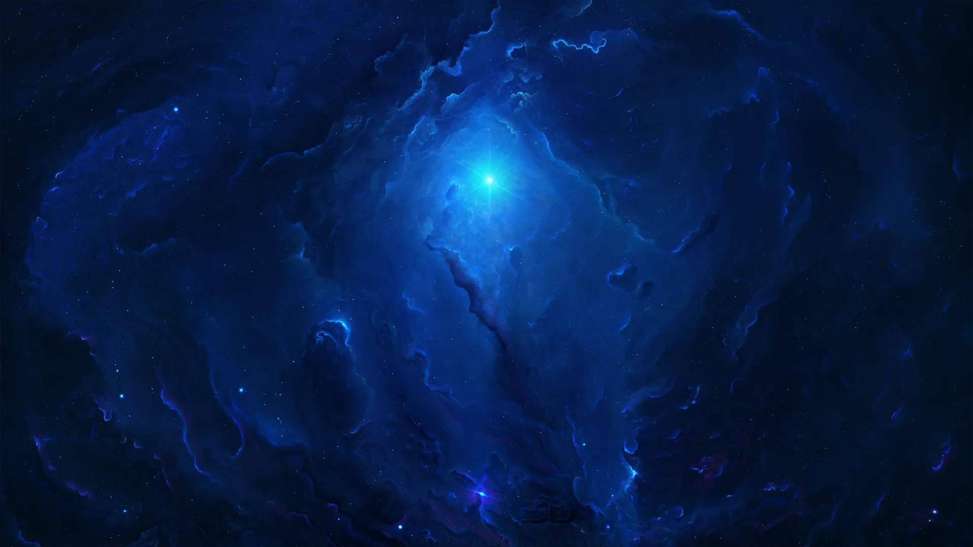 星空 太空 蓝色 星云 太空艺术 AI艺术 4K壁纸