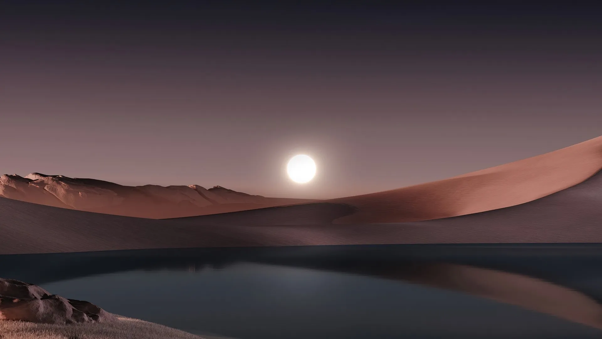 AI艺术 风景 水 倒影 太阳 自然 天空 4K壁纸