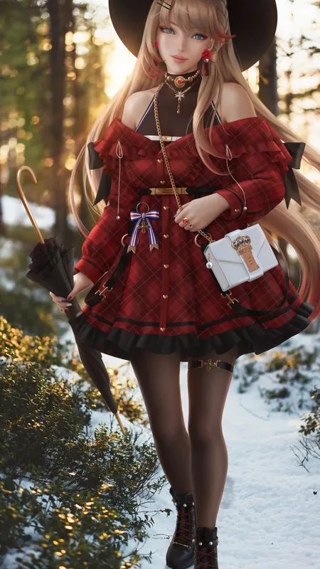 碧蓝航线 金发 刘海 辫子 长发 帽子 休闲 游戏CG 动漫 女孩 发夹 连衣裙 裤袜 大腿 手机壁纸 4K壁纸