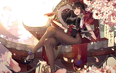 动漫 女孩 龙 樱花 中国龙 4K壁纸