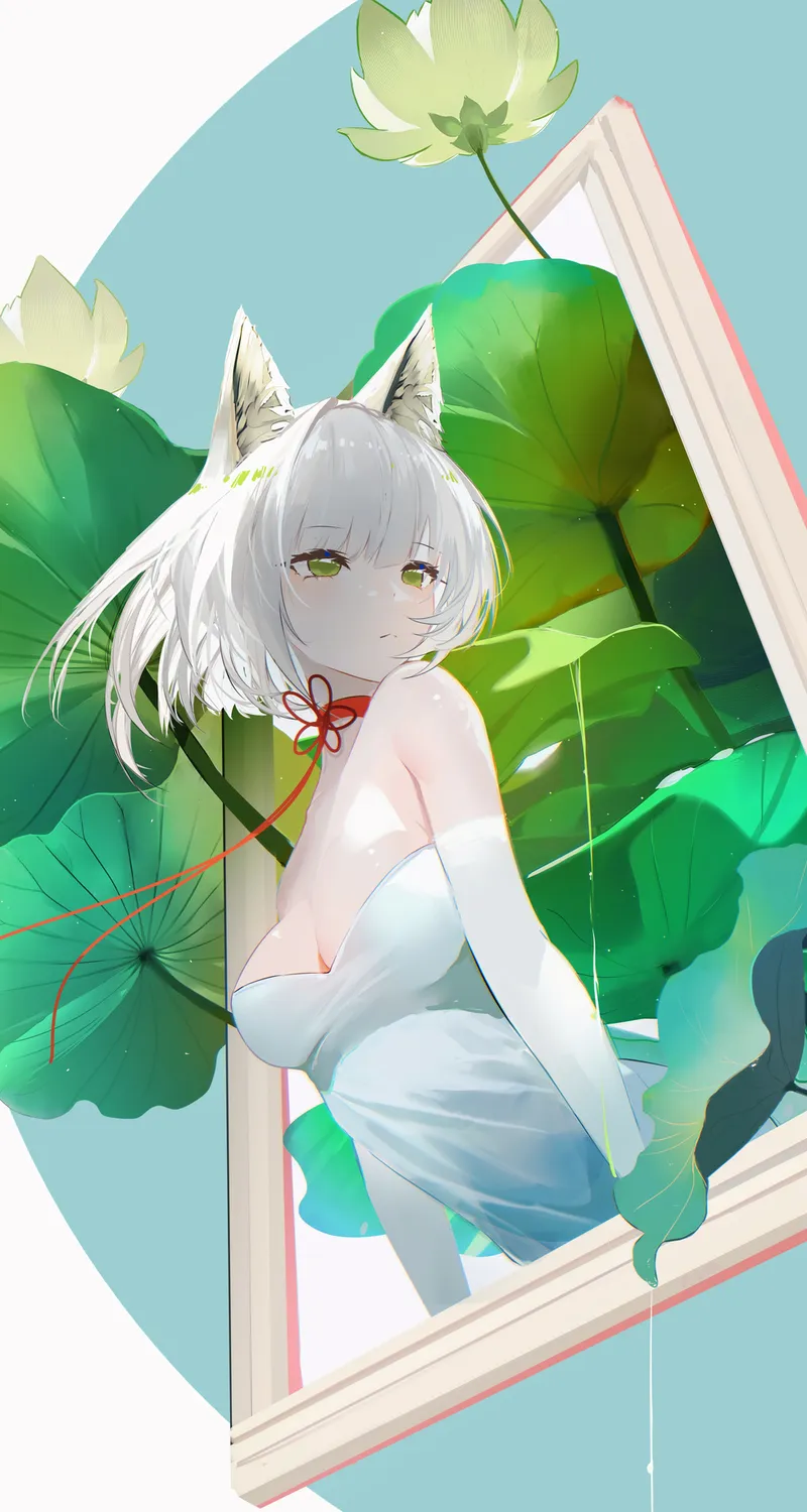 猫咪女孩 白发 动漫 女孩 猫耳 鲜花 卡西特 神枪手 手机壁纸 4K壁纸