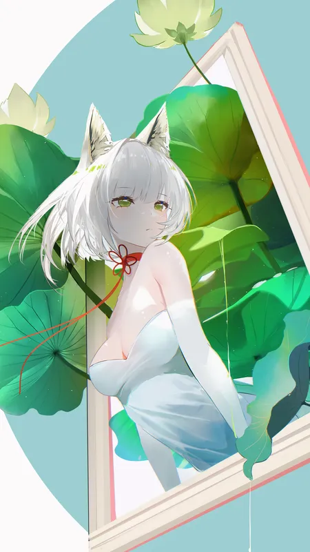 猫咪女孩 白发 动漫 女孩 猫耳 鲜花 卡西特 神枪手 手机壁纸 4K壁纸