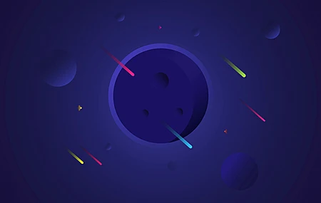 图片 AI艺术 简单背景 空间 行星 蓝色背景 流星 极简主义 4K壁纸