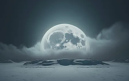 艺术 云 月亮 行星 冬天 雪 简单背景 极简主义 4K壁纸
