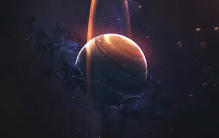 AI艺术 图片 插图 空间艺术 伽利 行星 木星 行星环 恒星 4K壁纸