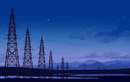 优雅 AI艺术 图片 插图 素描 风景 夜晚 夜景 倒影 云 月亮 4K壁纸