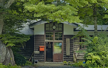 田野 树木 房屋 绿色 标牌 4K壁纸