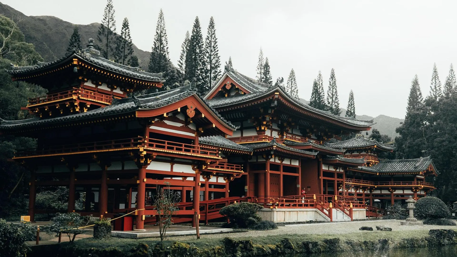 房屋 建筑 寺庙 山林 4K壁纸