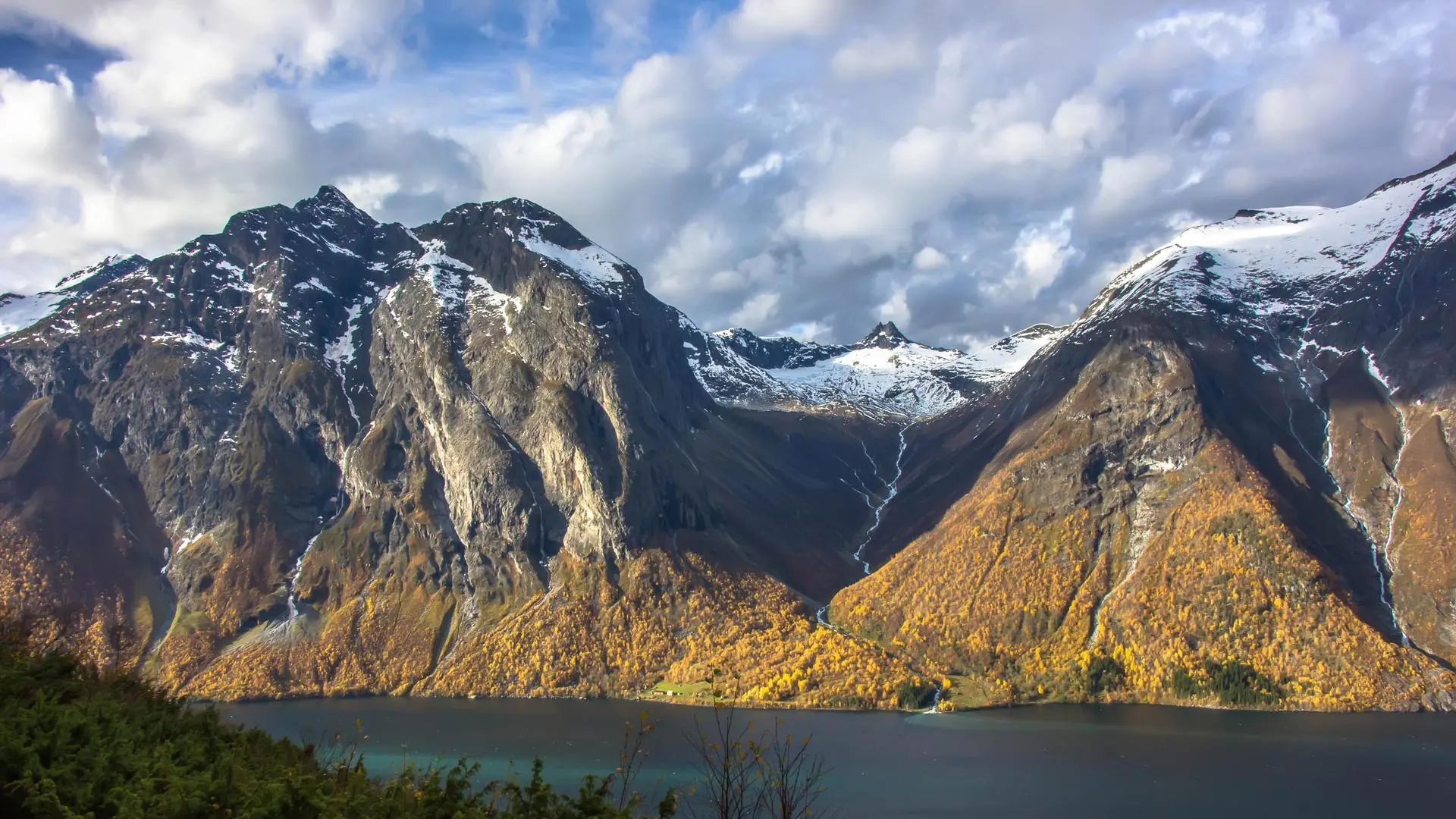 风景 自然 云 山 雪 湖 海 悬崖 峡湾 4K壁纸