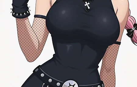 长发 粉色头发 微笑 动漫 丽贝卡 同人 女孩 海贼王 黑色衣服 项链 连衣裙 白色背景 丝袜 手机壁纸 4K壁纸