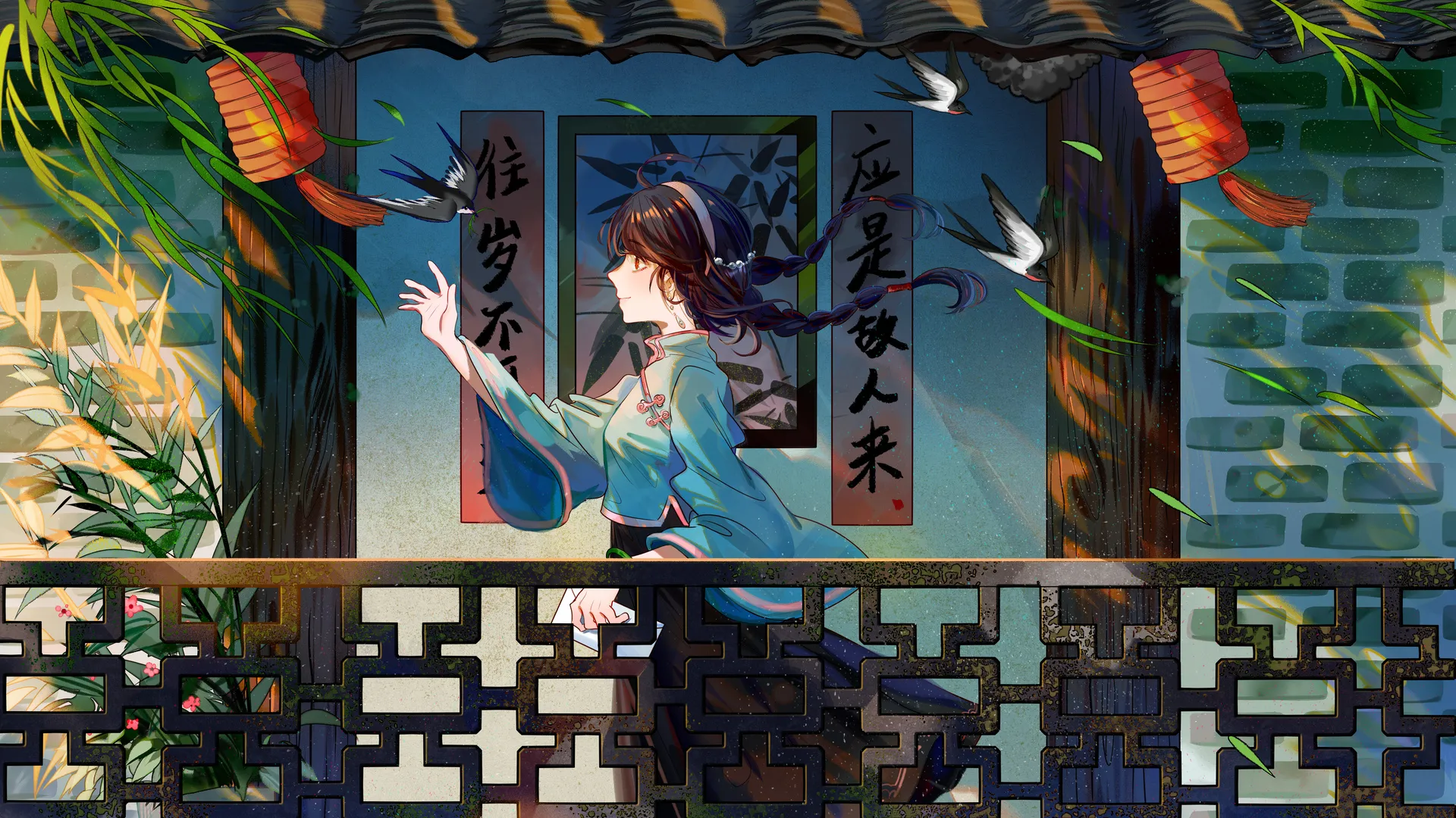动漫 女孩 民国服装 校服 国风 汉服 4K壁纸