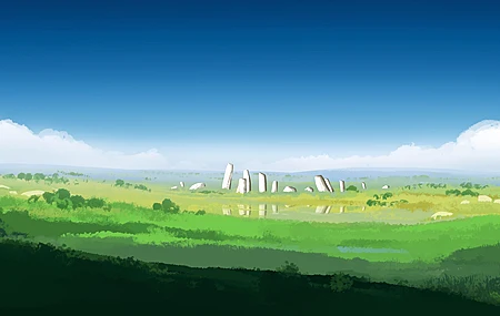 优雅 AI艺术 图片 插图 环境 风景 田野 云 绿色 宽屏 天空 草地 4K壁纸