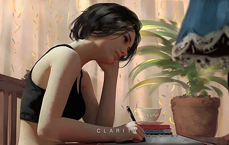 妇女 黑发 原创 人物 AI艺术 植物 露脐上衣 4K壁纸