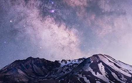 摄影 自然 夜晚 夜景 风景 山峰 星星 银河系 雪 火山 手机壁纸 4K壁纸
