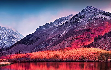 风景 山脉 湖 植物 环境 红色 自然 4K壁纸