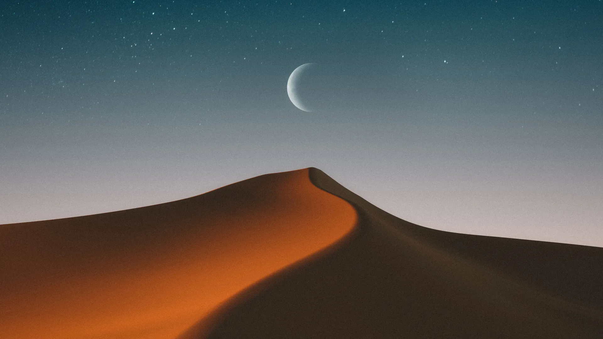 数字 艺术 插图 数字绘画 风景 自然 夜 月亮 星星 天空 沙丘 沙漠 4K壁纸
