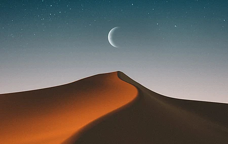 数字 艺术 插图 数字绘画 风景 自然 夜 月亮 星星 天空 沙丘 沙漠 4K壁纸
