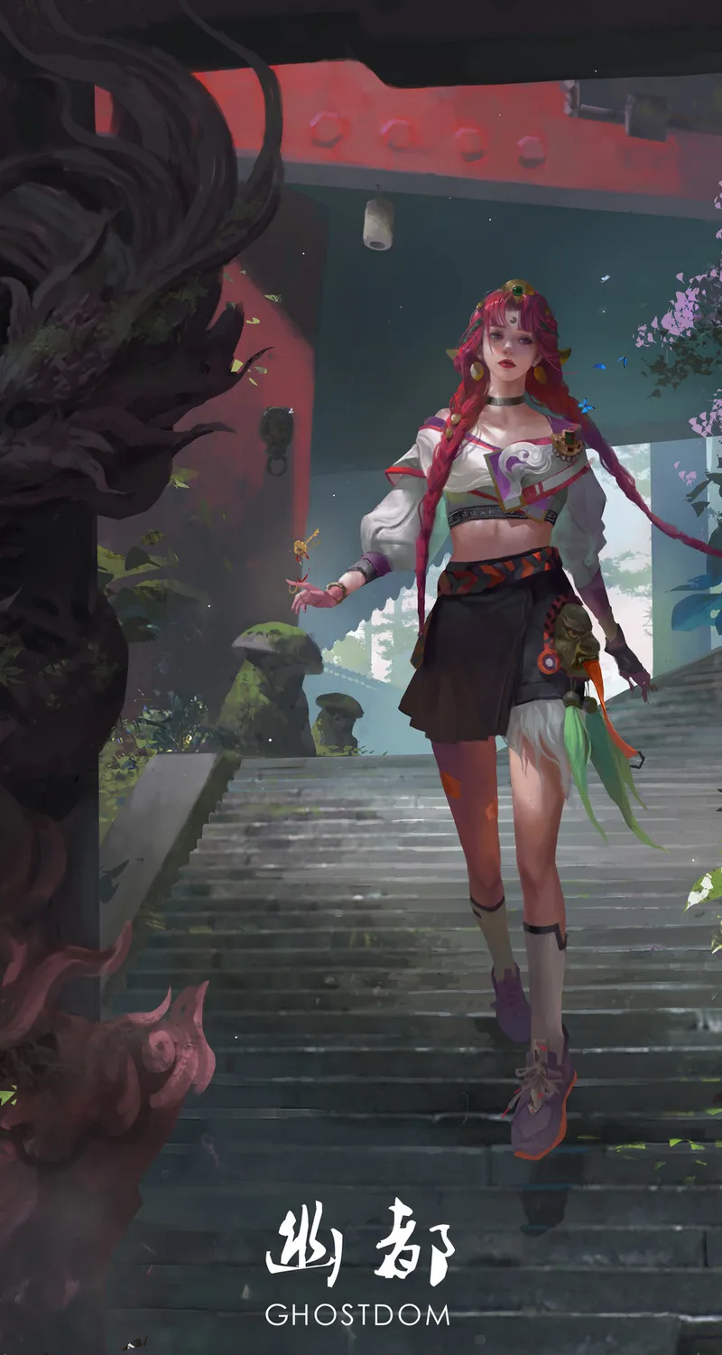 女性 幻想艺术 楼梯 手机壁纸 4K壁纸
