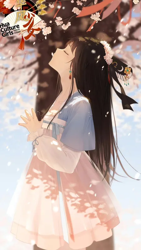 韩孝珠 闭眼 花 动漫 女孩 花瓣 手机壁纸 4K壁纸