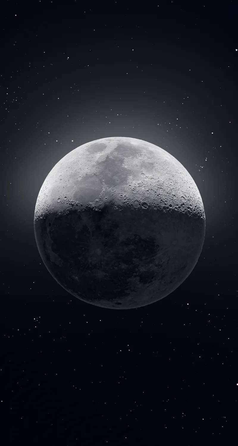 月亮 太空 太空艺术 新月 星星 手机壁纸 4K壁纸
