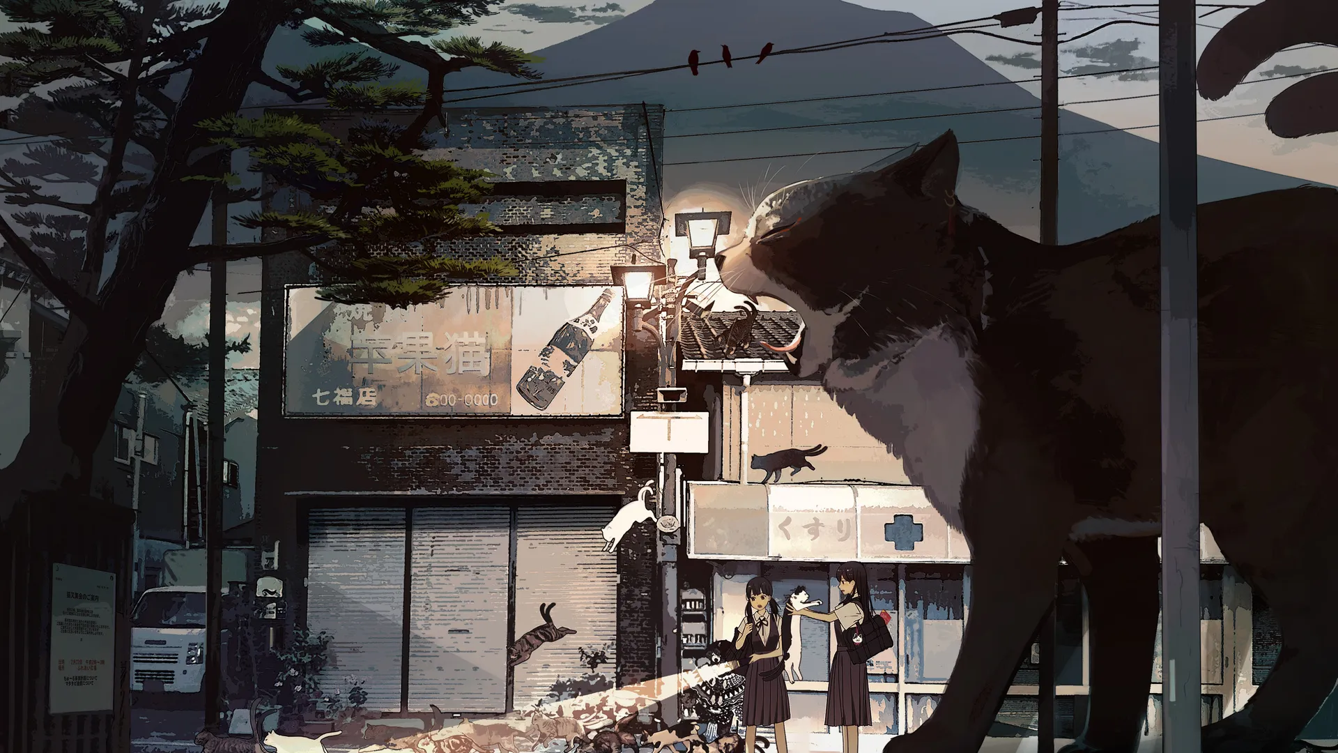 原创 人物 库卡 动漫 女孩 猫 校服 4K壁纸
