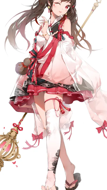 菩提武圣花 菩提 动漫 女孩 极简主义 白色背景 简单背景 手机壁纸 4K壁纸
