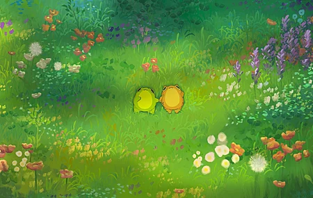 AbiToads 夫妇 数字 艺术 插图 数字 绘画 自然 动物 蟾蜍 植物 花卉 电脑贴纸 4K壁纸