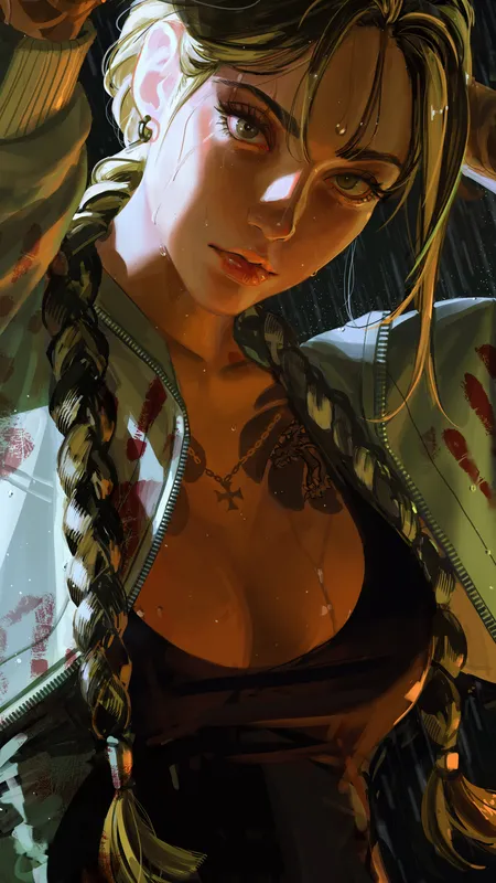 原创 人物 辫子 雨 艺术品 绘画 手机 壁纸 手机壁纸 4K壁纸